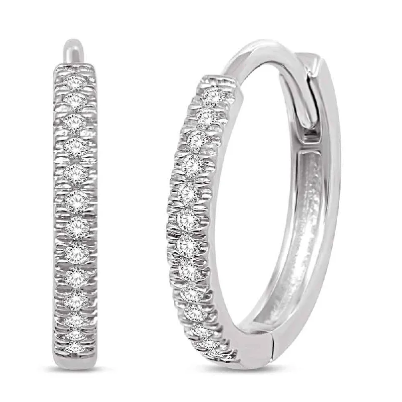 women's earrings with multi-colored stones -14K White Gold 1/6 Ct.Tw. Diamond Stackable Hoop Earrings