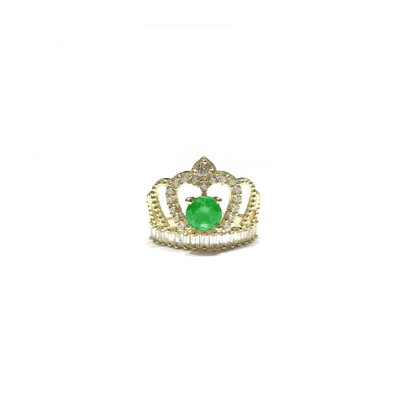 women's rings gold -May Birthstone Crown CZ Ring (14K)