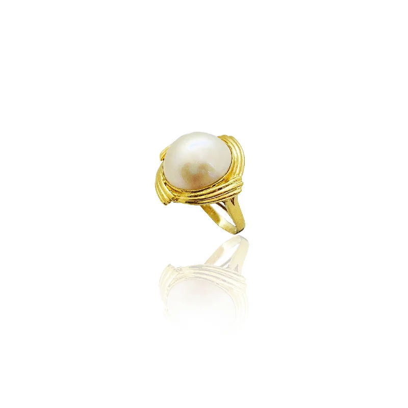 women's rings with stacked band -Pearly Swirl Ring (14K)