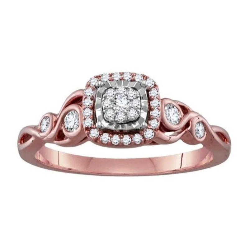 women's engagement rings silver -LoveSong 1/5 CTW Diamond Promise Ring in 10KT Rose Gold