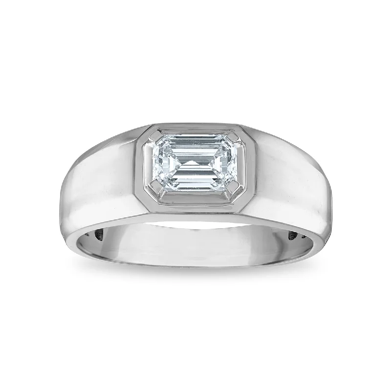 women's engagement rings with emerald-cut diamond -EcoLove 1 CTW Diamond Solitaire Ring in 14KT White Gold