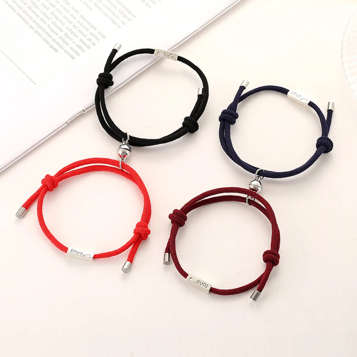 women's bracelets with open cuff -Wholesale Jewelry Rope Alloy Heart Couple Bracelet Gooddiy