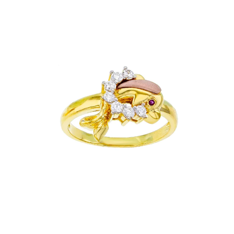 women's rings with sparkling diamonds -Stone-Set Dolphin Ring (14K)