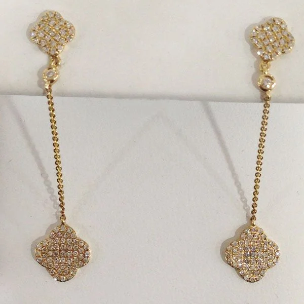 women's earrings with bold statement -14k Yellow Gold Diamond Earrings