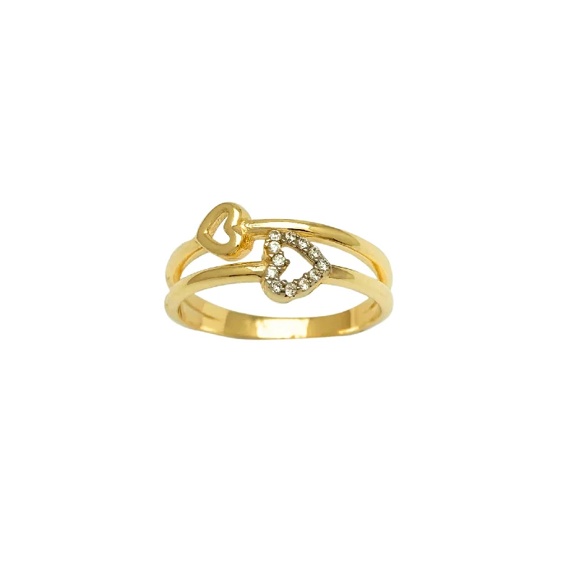 women's rings with cocktail ring design -Split-Band Opposing Hearts Ring (14K)