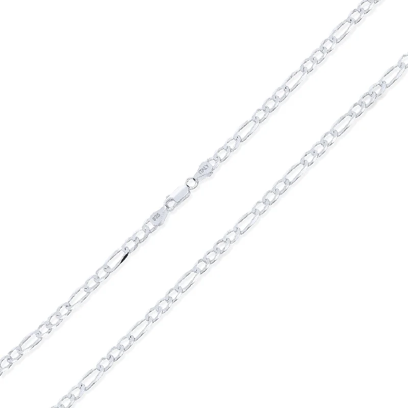 women's necklaces with fine jewelry design -Men's Sterling Silver Figaro Link Chain Necklace 5MM Made in Italy