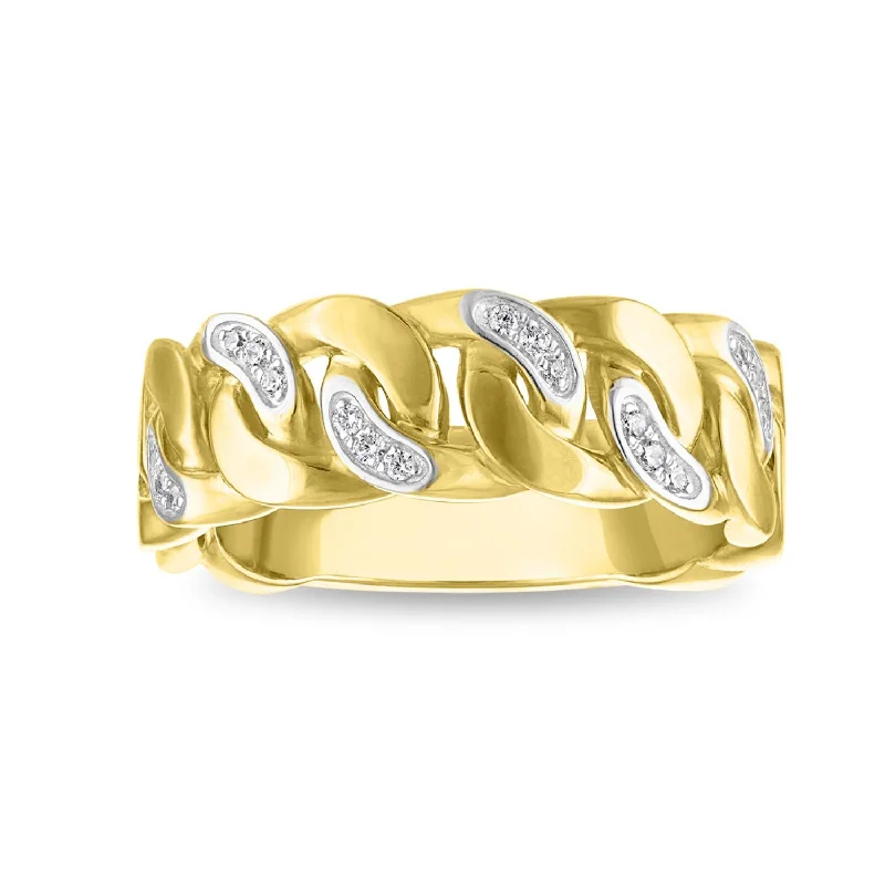 women's engagement rings with pear-shaped diamond -Diamond Accent Cuban Link Ring in Gold