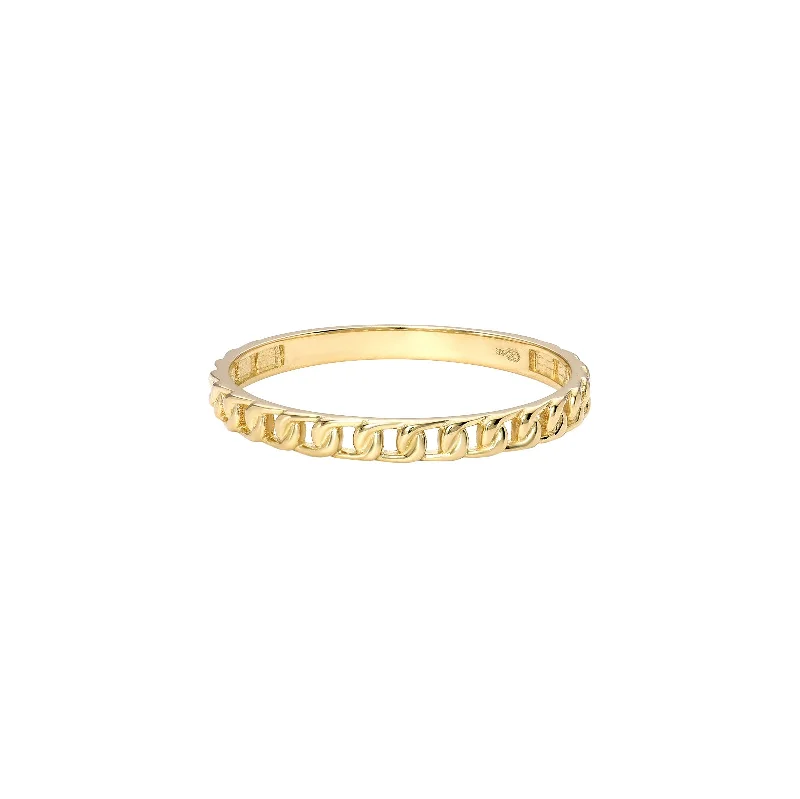 women's rings with diamond pave -Thin Cuban Ring (14K)