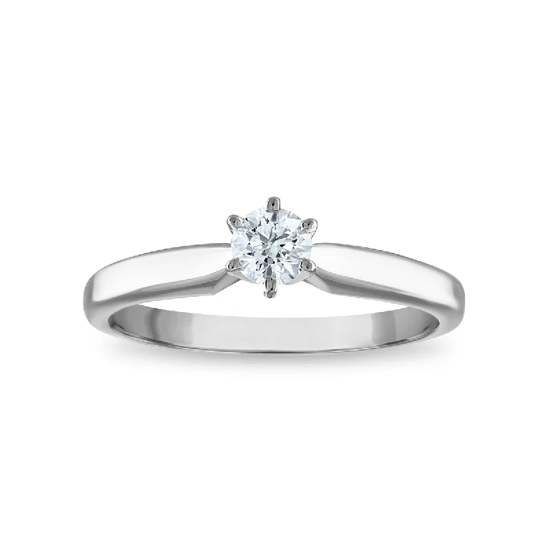 women's engagement rings with eternity band -Signature Certificate EcoLove 1/4 CTW Round Lab Grown Diamond Solitaire Ring in 14KT White Gold