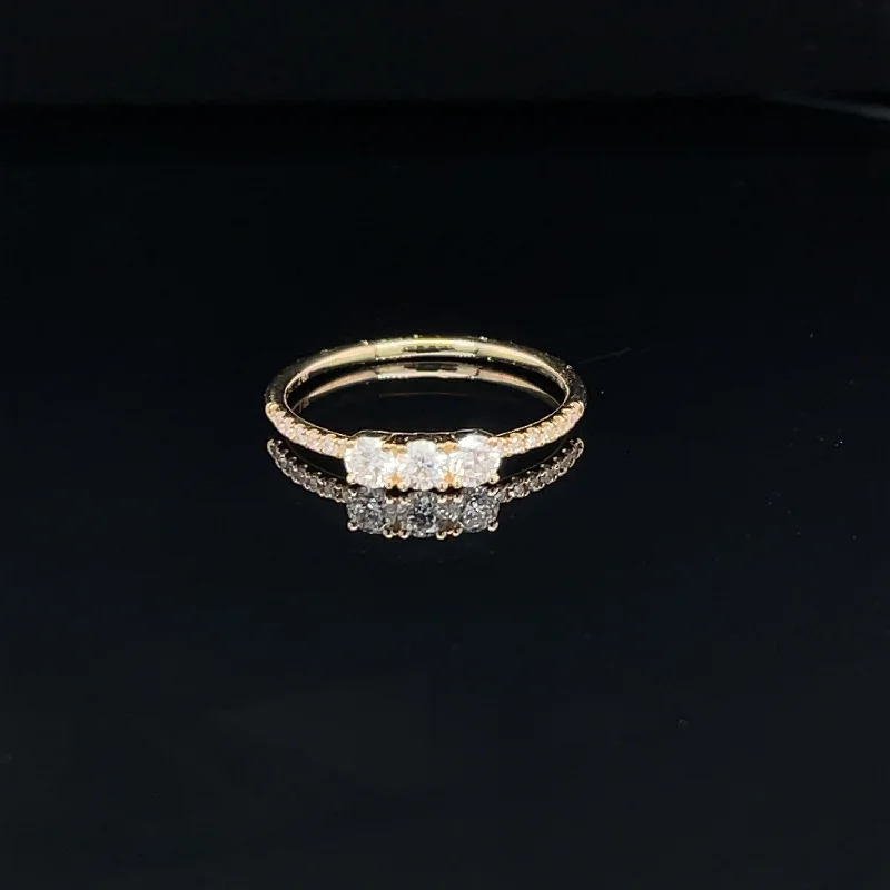 women's engagement rings with vintage setting -Cherish Diamond 3-Stone Ring in 14k Yellow Gold - #161 ASR45437YG