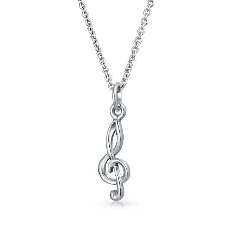 women's necklaces with statement design -Sterling Silver Treble Clef Pendant Necklace for Music Teachers and Students