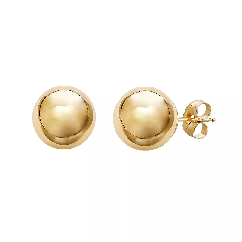 women's earrings with vintage hoop -Better Jewelry Classic Ball Stud Earrings - 14k Yellow Gold - Multiple sizes