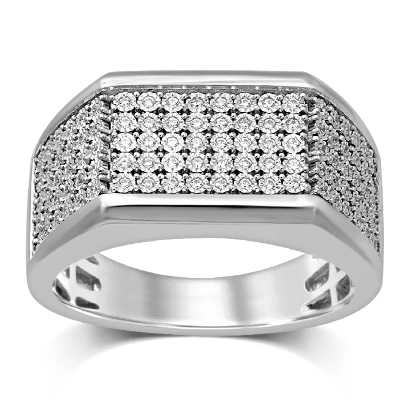 women's engagement rings with geometric design -1/4 CTW Diamond Illusion Set Ring in Sterling Silver