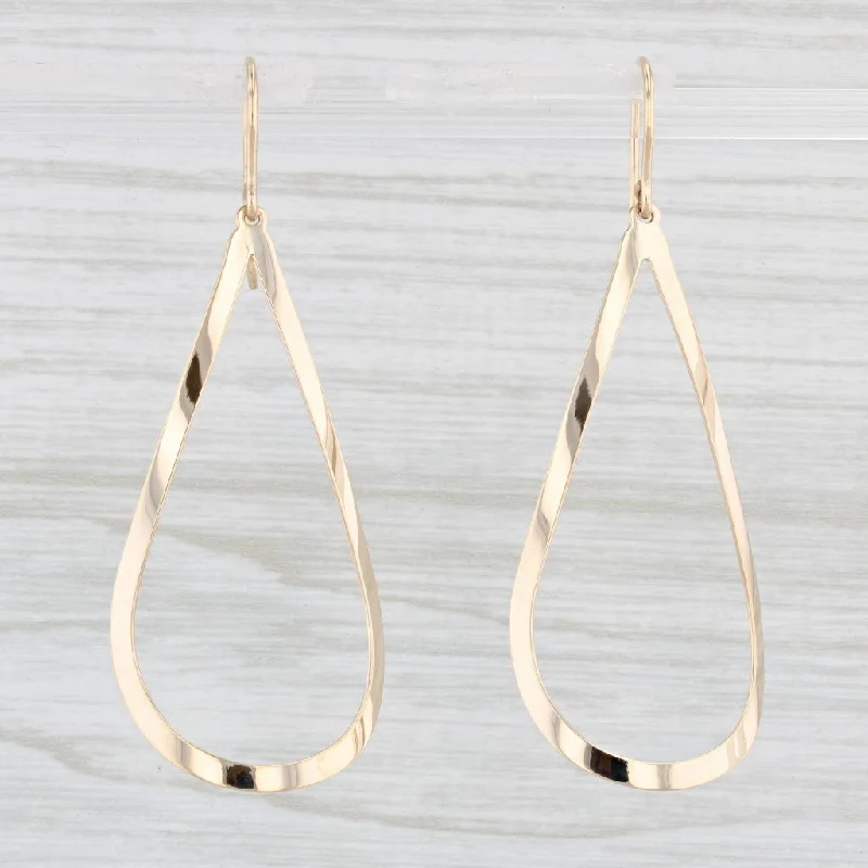 women's earrings with round shape -Teardrop Dangle Earrings 14k Yellow Gold Hook Post Drops