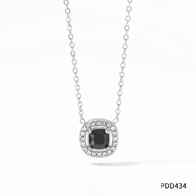 Pdd434 Necklace Silver Black Zirconium