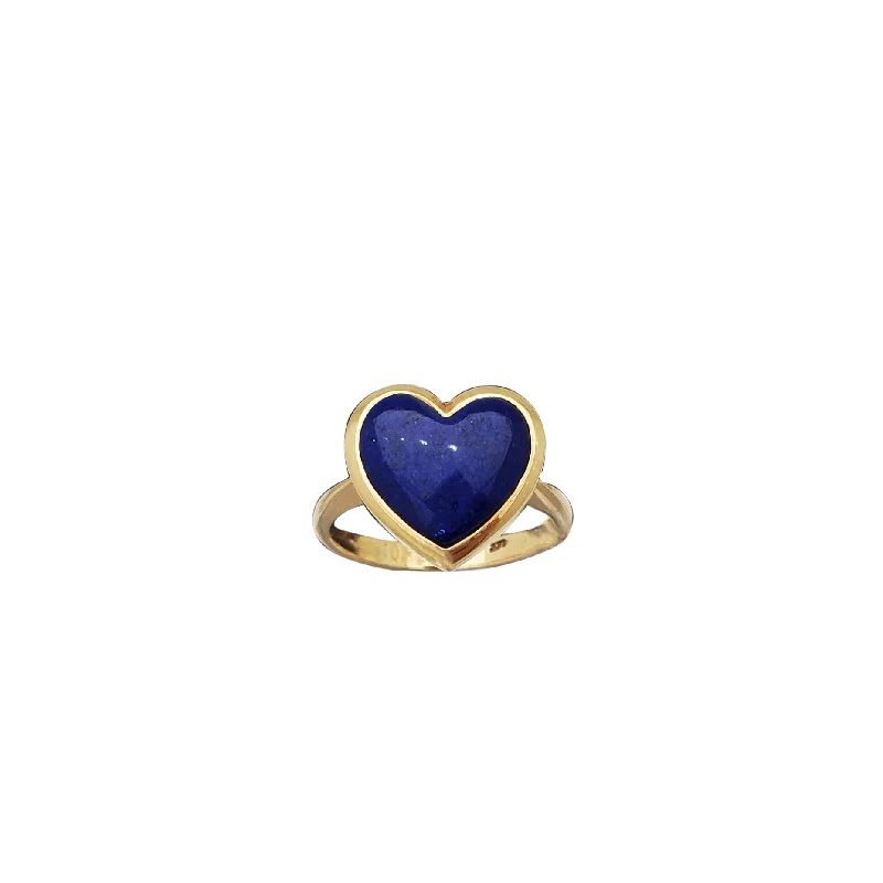 women's rings silver -Lapis Heart Ring (14K)