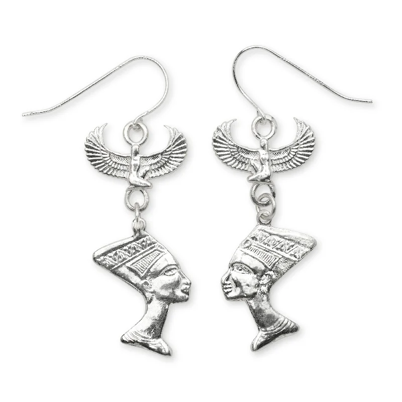 women's earrings with oval gemstones -Queen Nefertiti and Goddess Isis .925 Sterling Silver