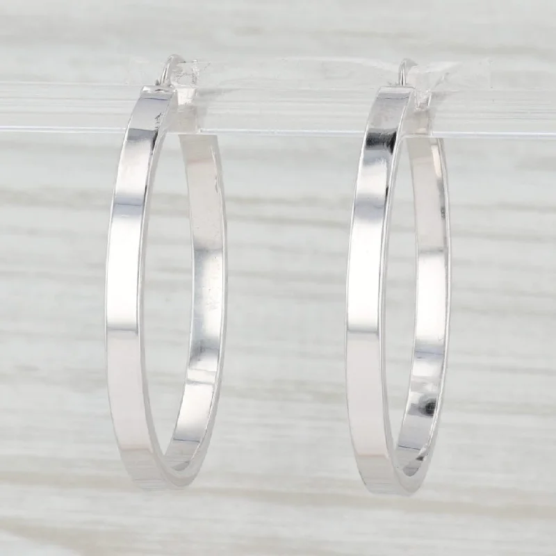 women's earrings with white gold -Round Hoop Earrings 14k White Gold Snap Top Pierced Hoops