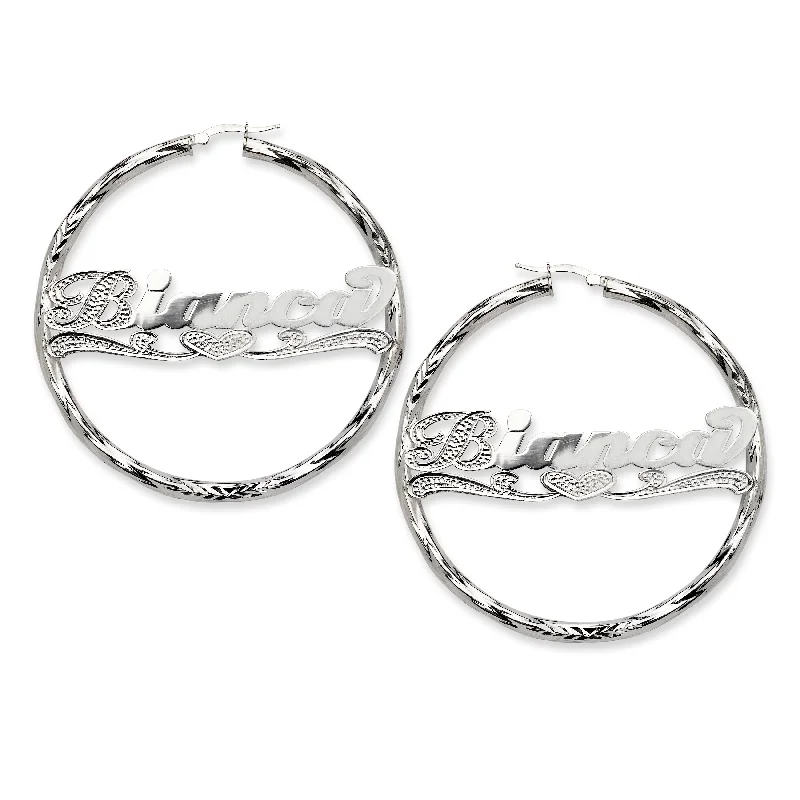 women's earrings with bold statement -Personalized .925 Sterling Silver Twisted Circle Hoop Earrings