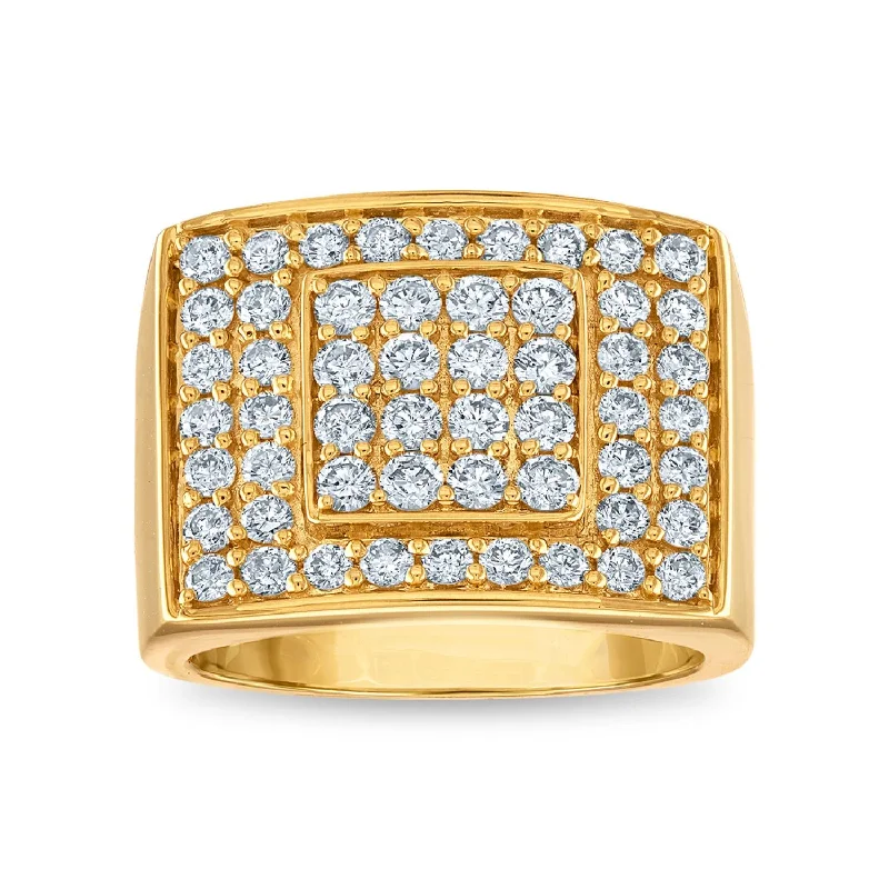 women's engagement rings with pear-shaped diamond -2 CTW Diamond Halo Cluster Ring in 14KT Yellow Gold