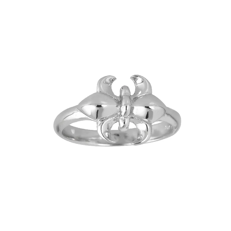 women's rings with fancy colored diamonds -Sideways Fleur de Lis Ring (Silver)