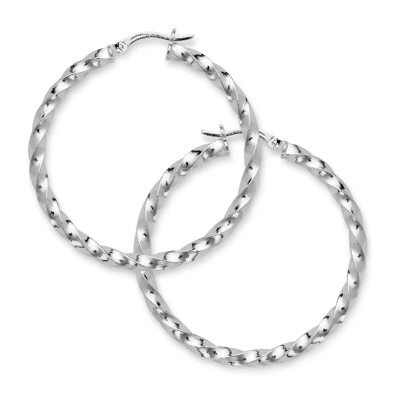 women's earrings with stud earrings set -Twisted Tube .925 Sterling Silver Hoop Earrings