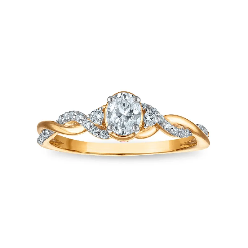 women's engagement rings with round-cut diamond -LoveSong EcoLove 3/8 CTW Lab Grown Diamond Promise Ring in 10KT Yellow Gold