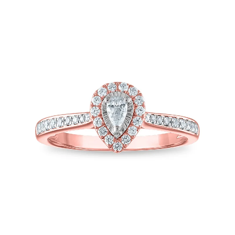 women's engagement rings with sapphire -1/3 CTW Diamond Halo Ring in 10KT Rose Gold