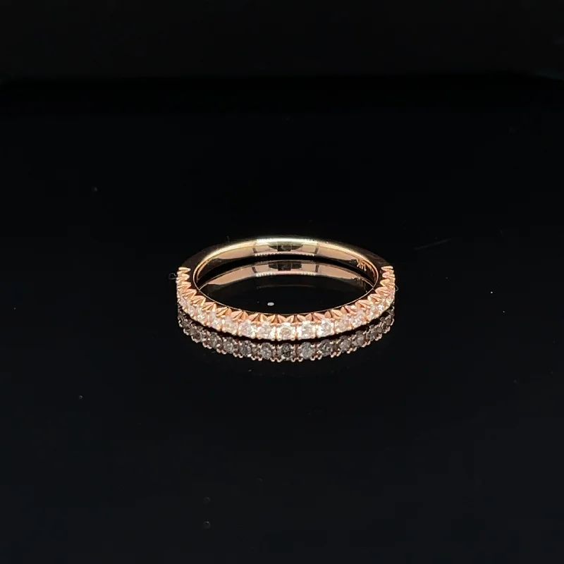 women's engagement rings with black diamond -Diamond Half Eternity Stacking Band in 14k Rose Gold - #163 YKR00468-RG