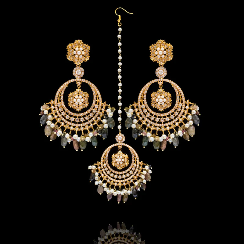 women's earrings with layered look -Insiya Earrings & Teekah Set