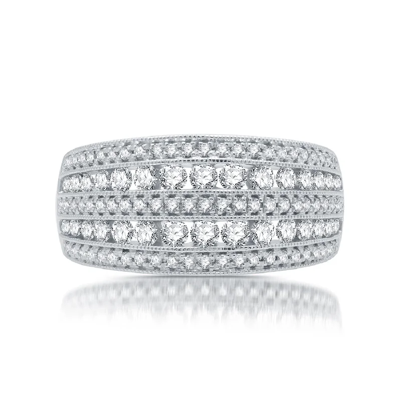 women's engagement rings with radiant-cut diamond -1 CTW Diamond Anniversary Ring in 10KT White Gold