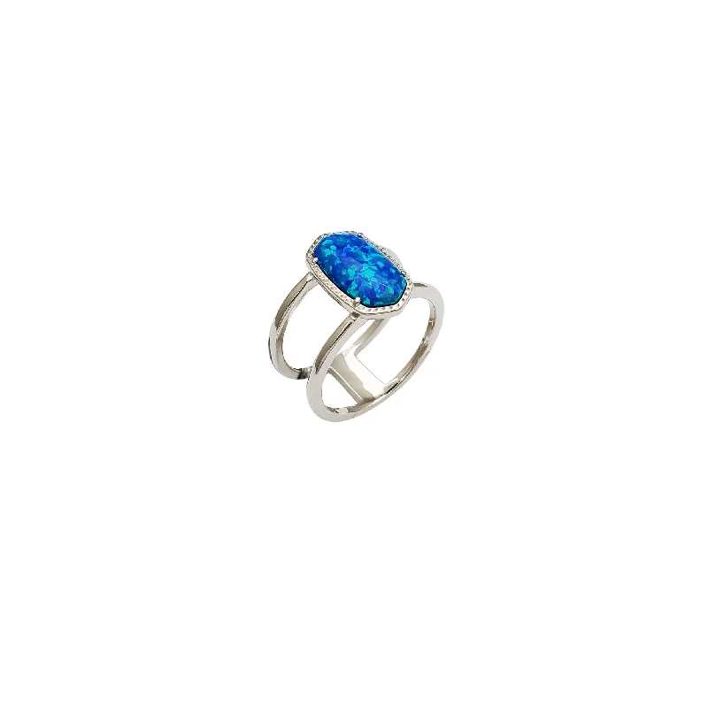 women's rings with unique gemstone -Double Band Oval Opal Ring (Silver)