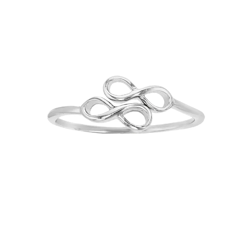 women's rings with gemstone -Bypass Infinity Sign Ring (Silver)