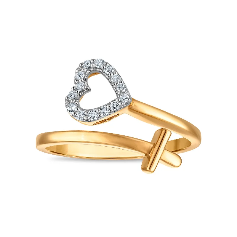 women's engagement rings with round diamond center -Diamond Heart Fashion Ring in 10KT Yellow Gold