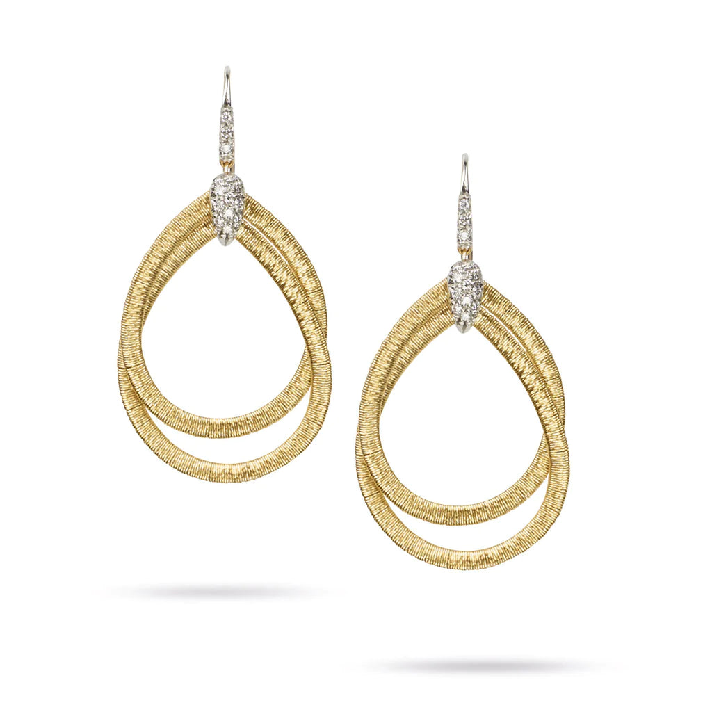 women's earrings with gold-plated finish -Marco Bicego Cairo Collection Gold and Diamond Small Drop Earrings