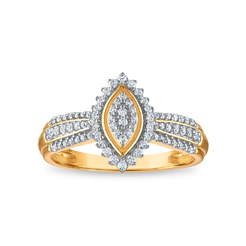 women's engagement rings with gemstone -1/3 CTW Diamond Cluster Ring in 10KT Yellow Gold