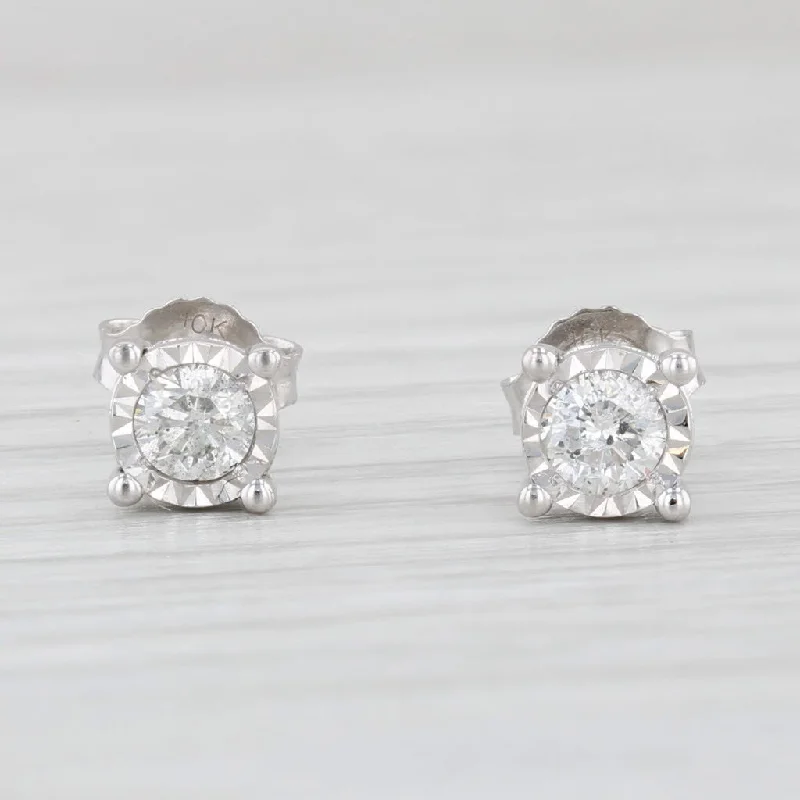 women's earrings with statement design -0.30ctw Diamond Stud Earrings 10k White Gold Round Solitaire Studs