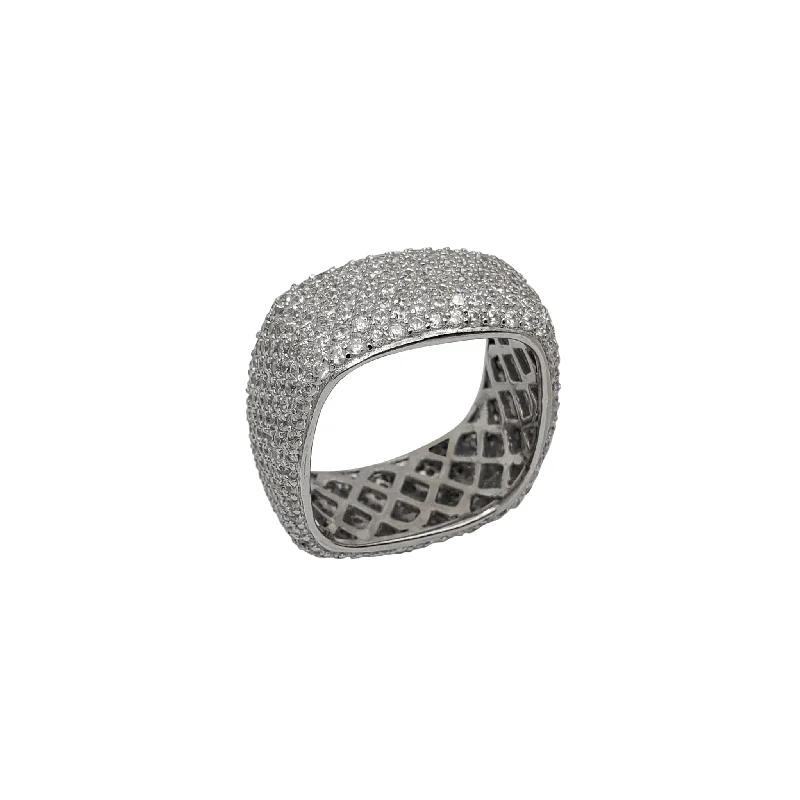 women's rings diamond -Icy Puffy Square Ring (Silver)