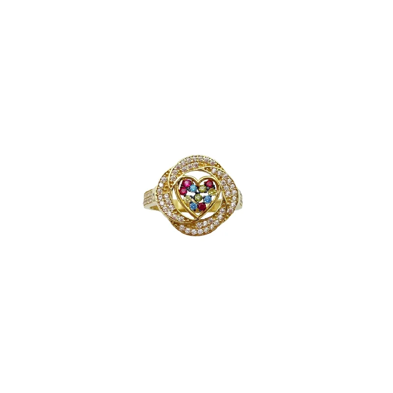 women's rings with decorative accents -Rainbow Heart Ring (14K)