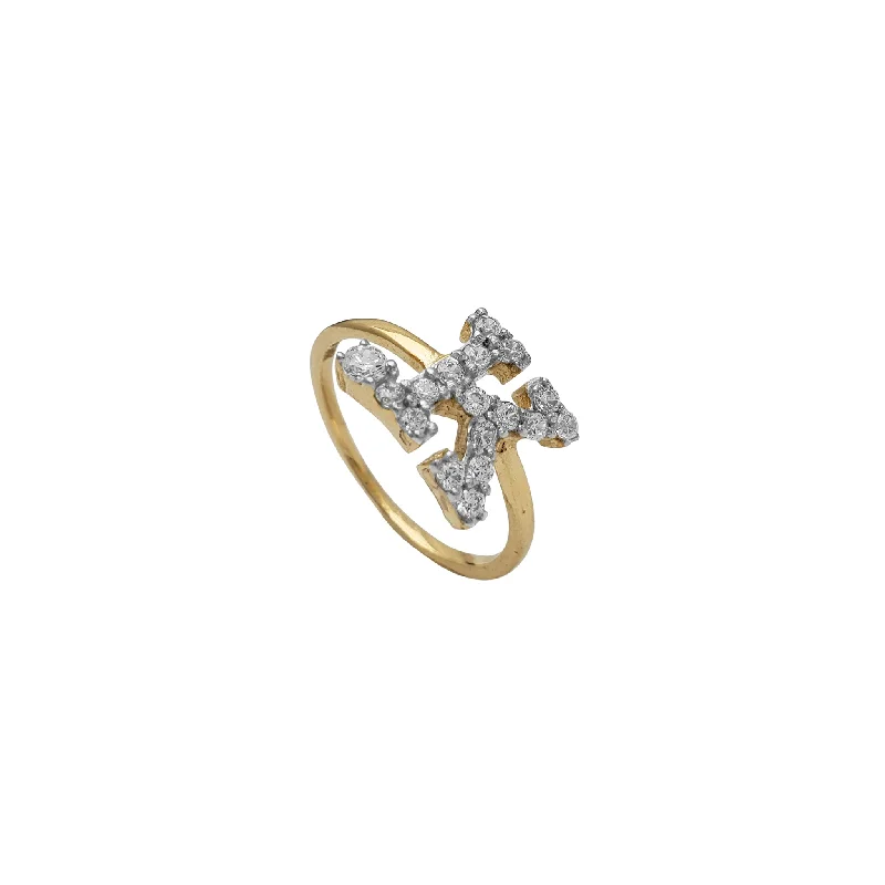 women's rings with fine details -Zirconia Initial Letter "K" Solitaire Ring (14K)