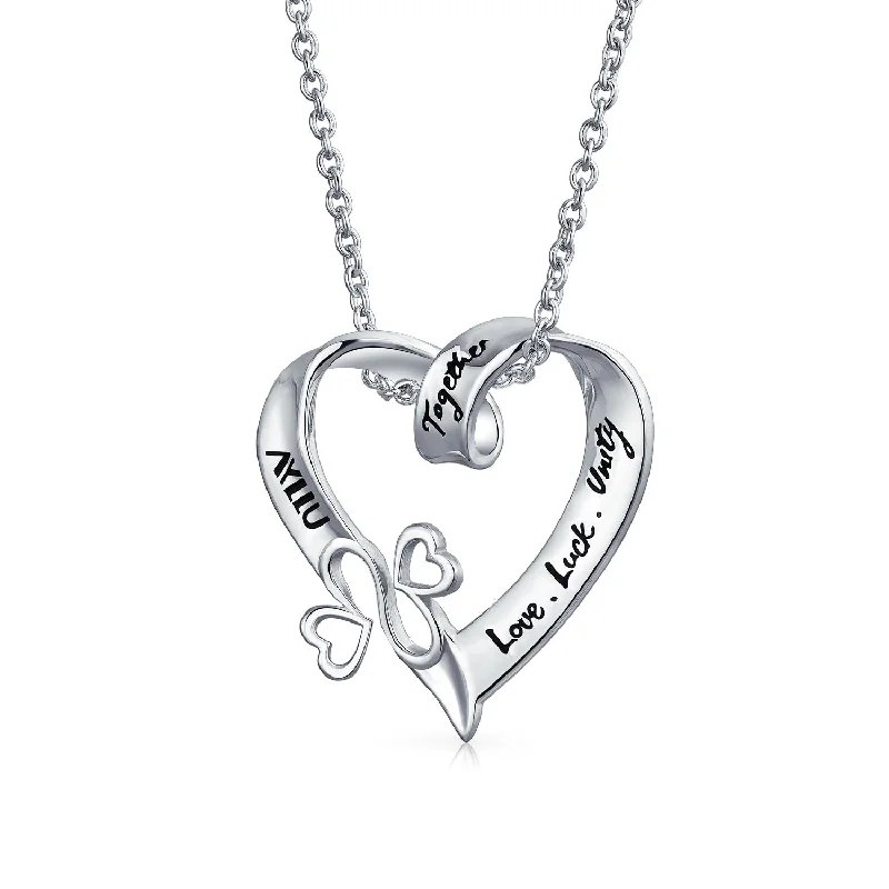 women's necklaces with cubic zirconia -Ayllu Sterling Silver Heart Infinity Clover Pendant Necklace for Love and Luck