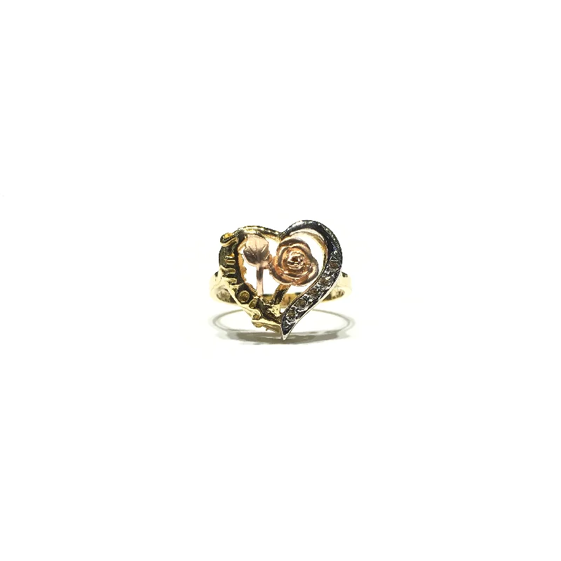 women's rings with modern twist -Rose Heart Outline CZ Ring (14K)