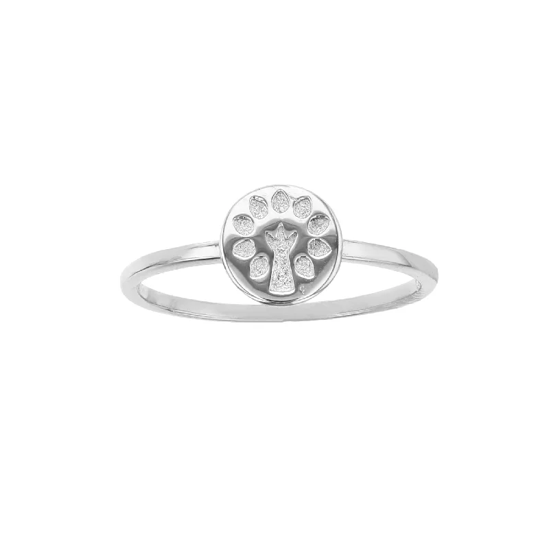 women's rings with opal stone -Round Tree Ring (Silver)