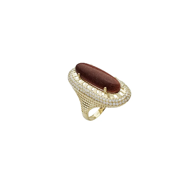 women's rings with sparkling diamonds -Goldstone Finger Ring (14K)