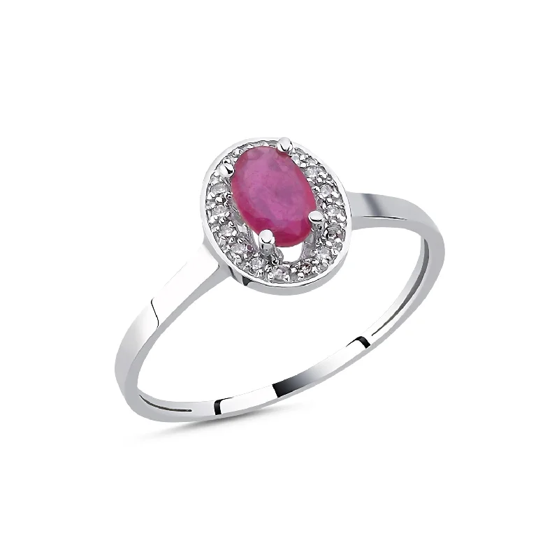 women's engagement rings with side stones -Ruby and Diamond Gold Ring