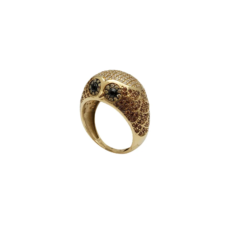 women's rings with princess-cut stone -Icy Owl Head Ring (14K)