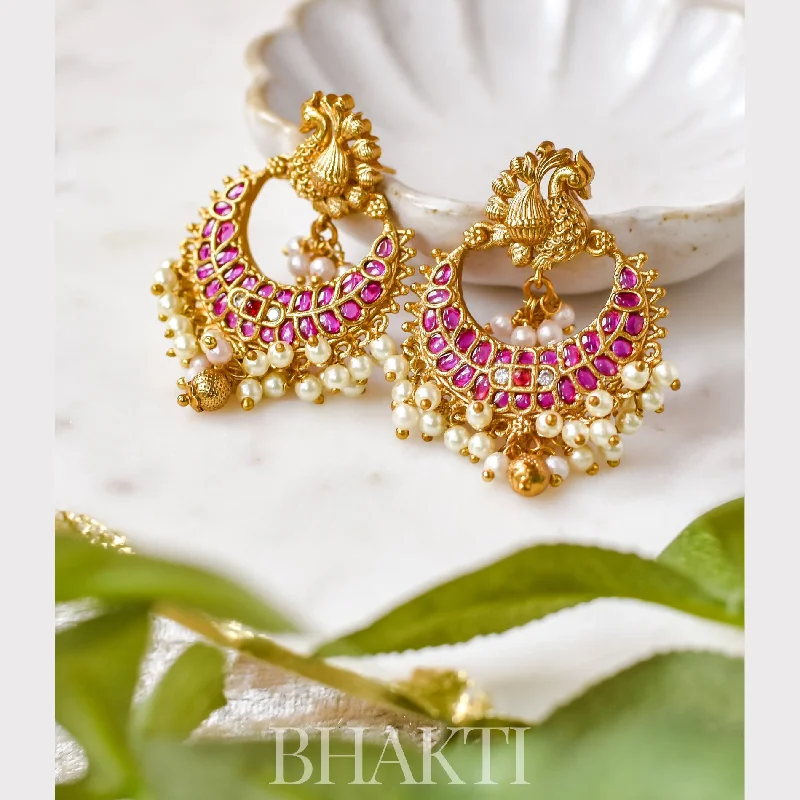 women's earrings with pearl -Bhakti Earrings