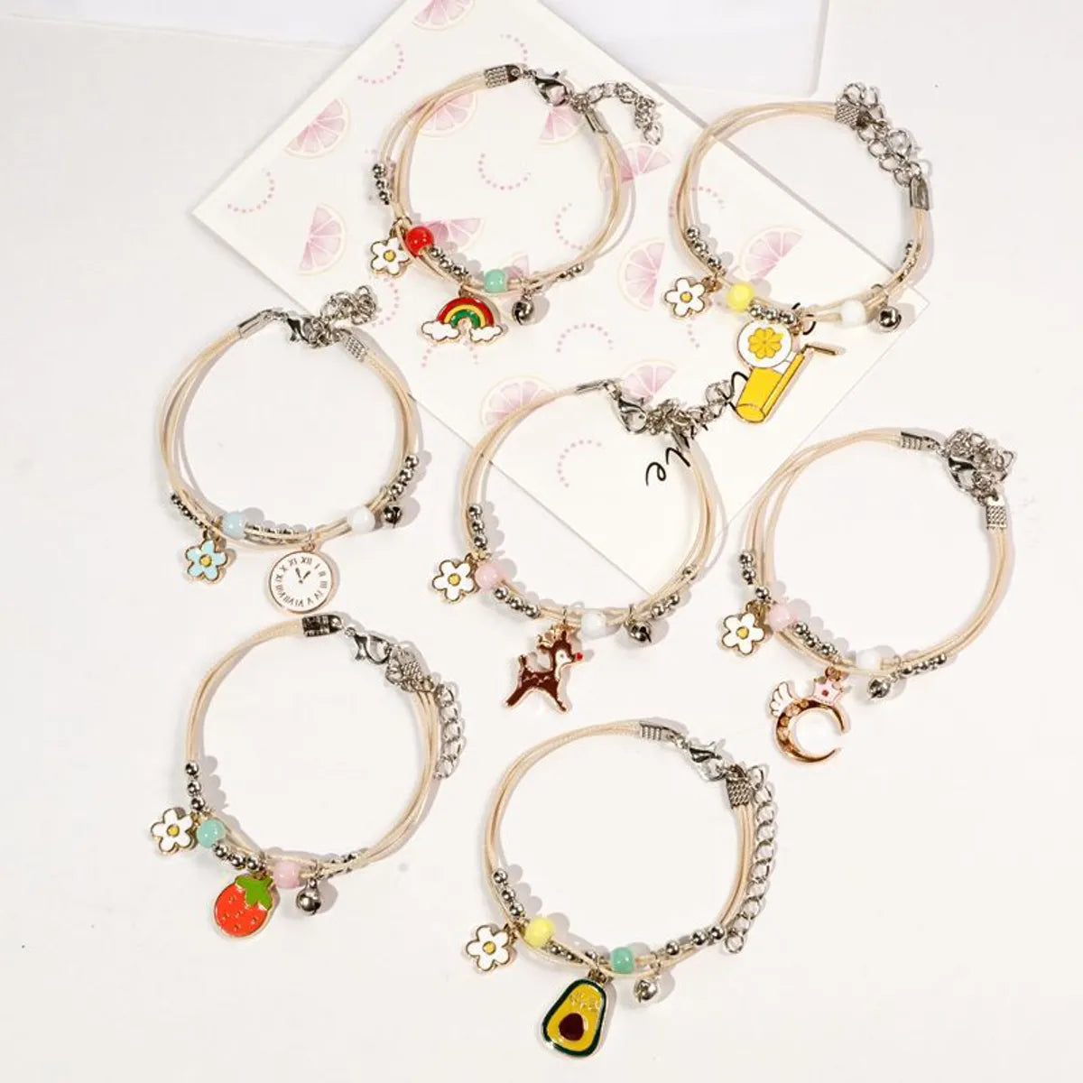 women's bracelets with gemstone beads -Simple Style Fruit Alloy Flowers Bracelets