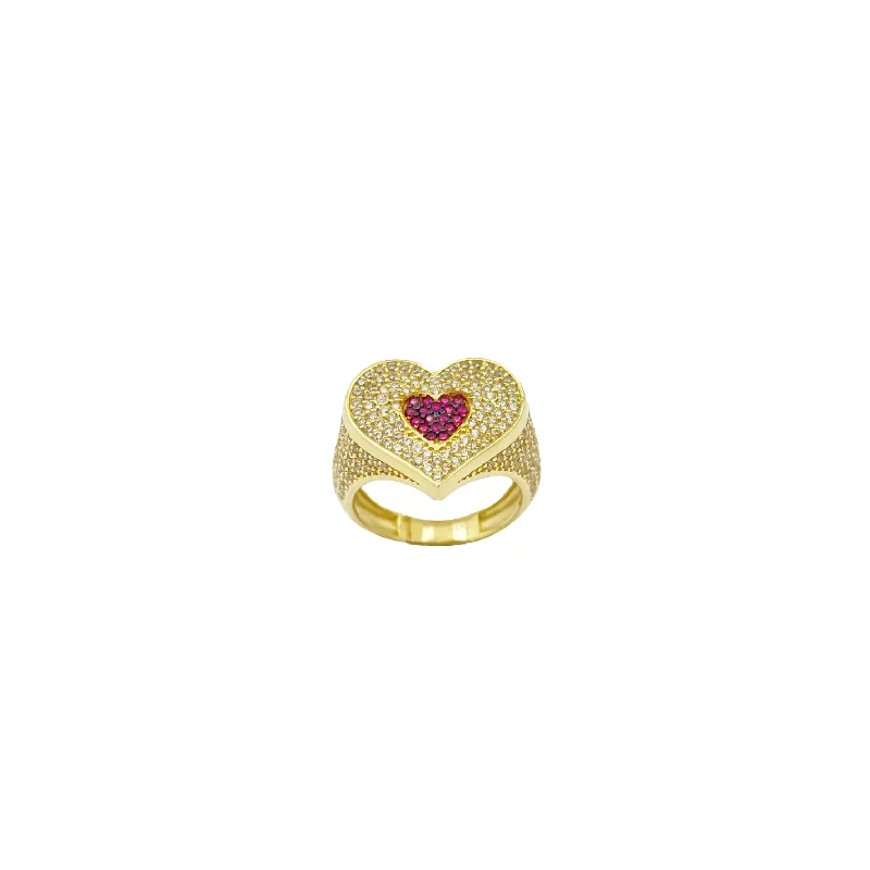 women's rings with long-lasting finish -Pink Red Heart CZ Ring (14K)