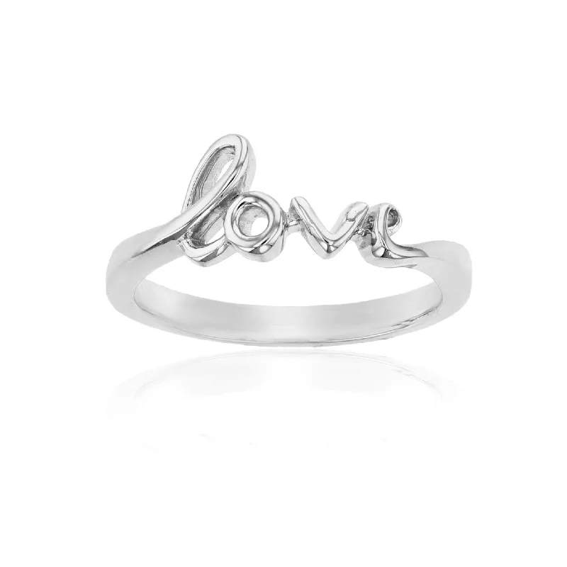 women's rings with filigree band -Script Love Ring (Silver)